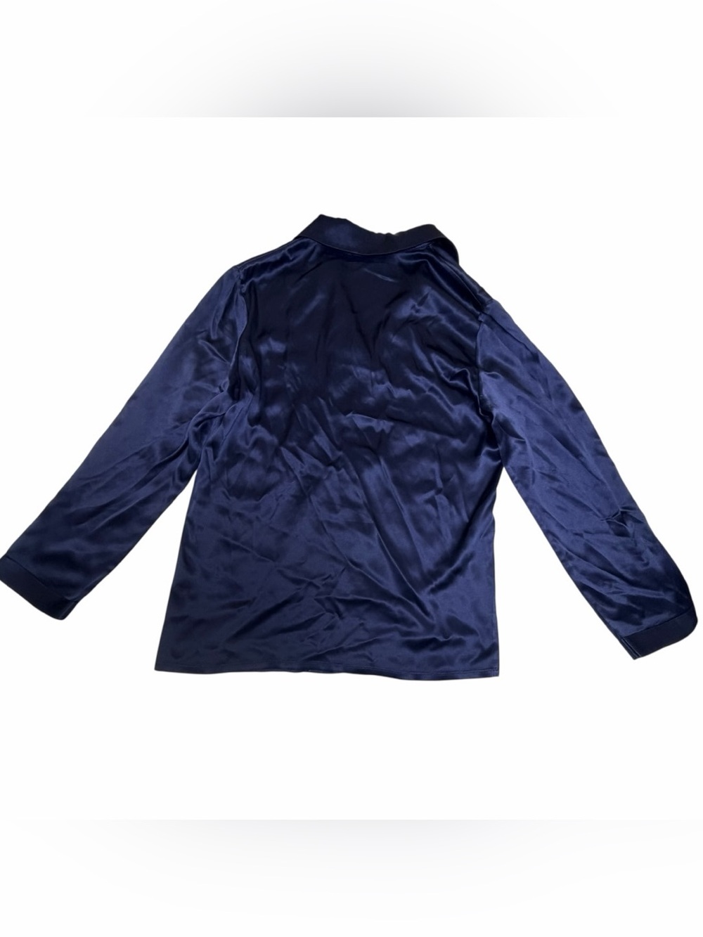 Lilysilk Navy Blue 100% Silk Button Down Pajama Shirt XS - Picture 5 of 8